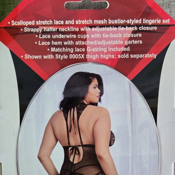 DREAMGIRL | Strappy Sheer Floral Lace Tie-Back Camigarter in Black sz PLUS - Picture 9 of 9